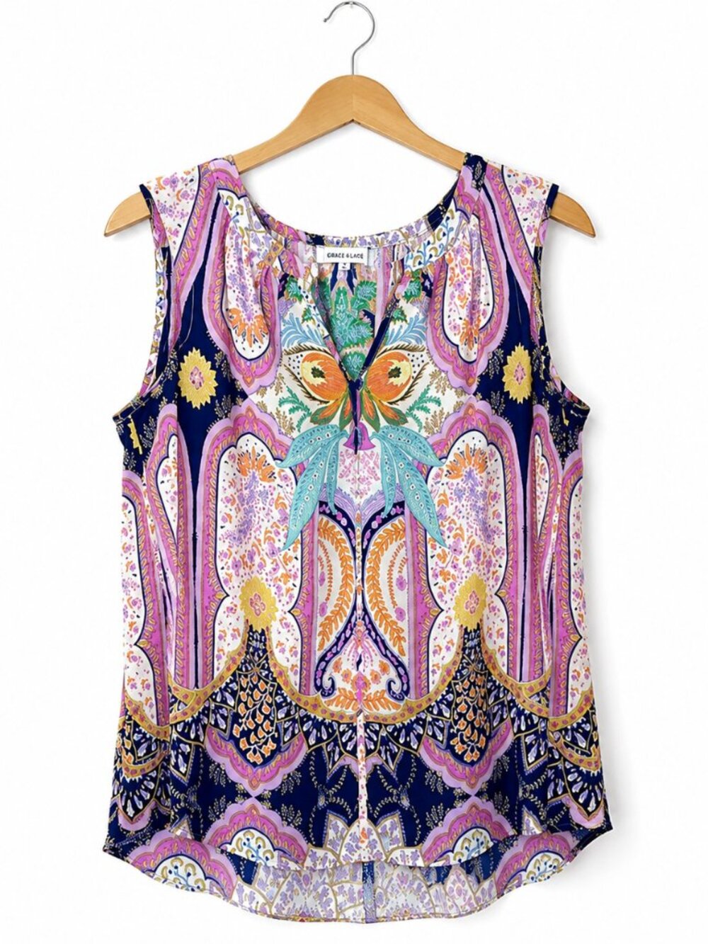 Rose & Olive Multicolor Paisley Blouse - Size 1X
